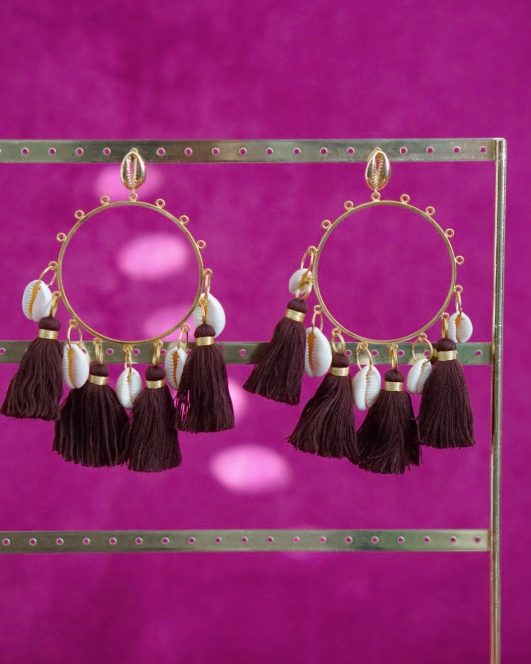 Joan drop hoop earrings in chocolate by Lillian & Joan