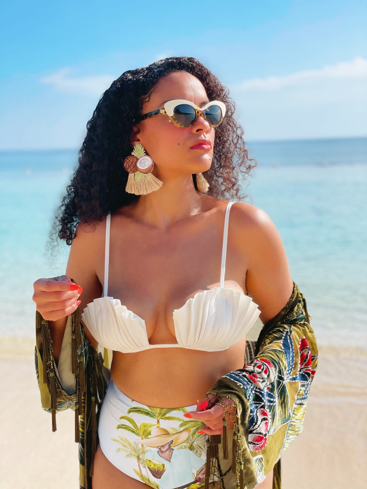Coconut tassel fringe earrings by Lillian & Joan