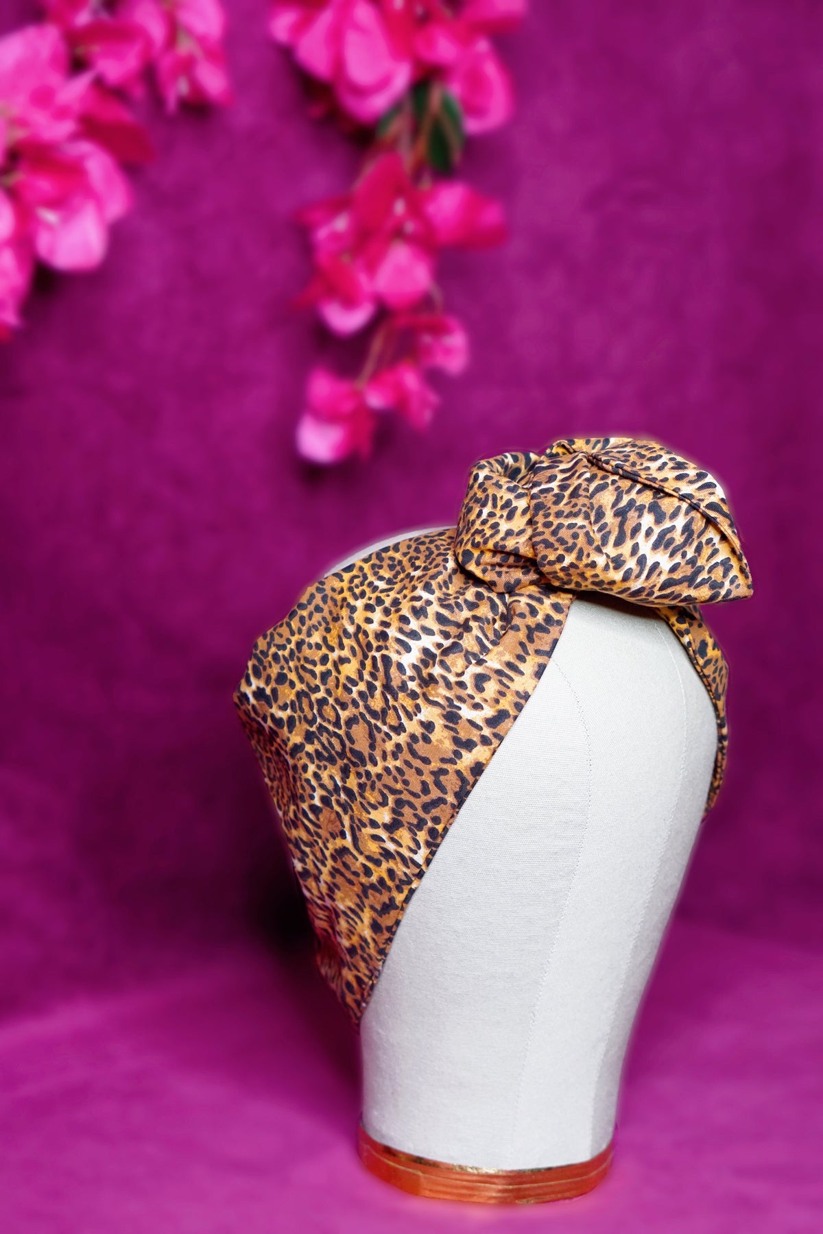 Leopard print wired turban headband by Lillian & Joan