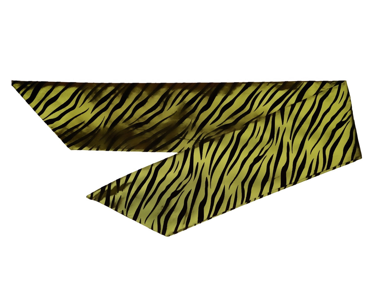 Metallic green zebra print wired turban headband by Lillian & Joan