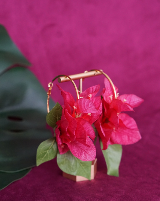 Bougainvillea hoop earrings in fuchsia by Lillian & Joan