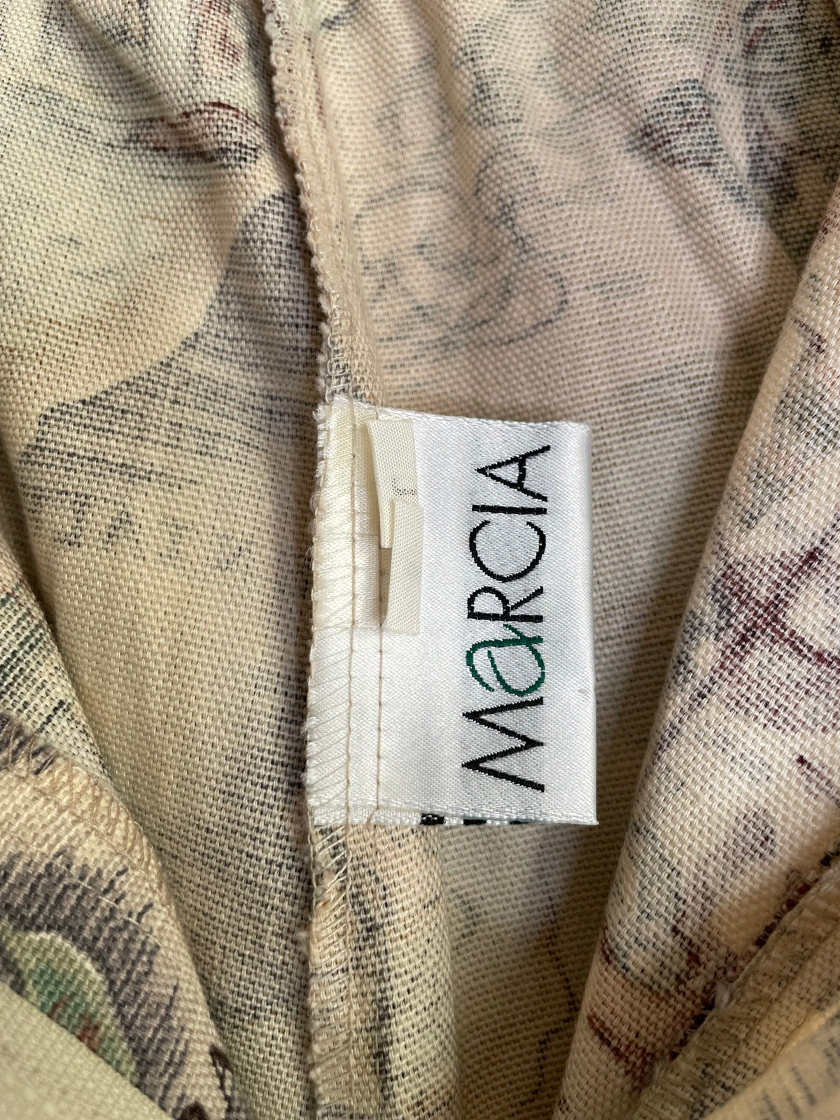 Close-up of the Marcia brand label inside the high-waisted shorts