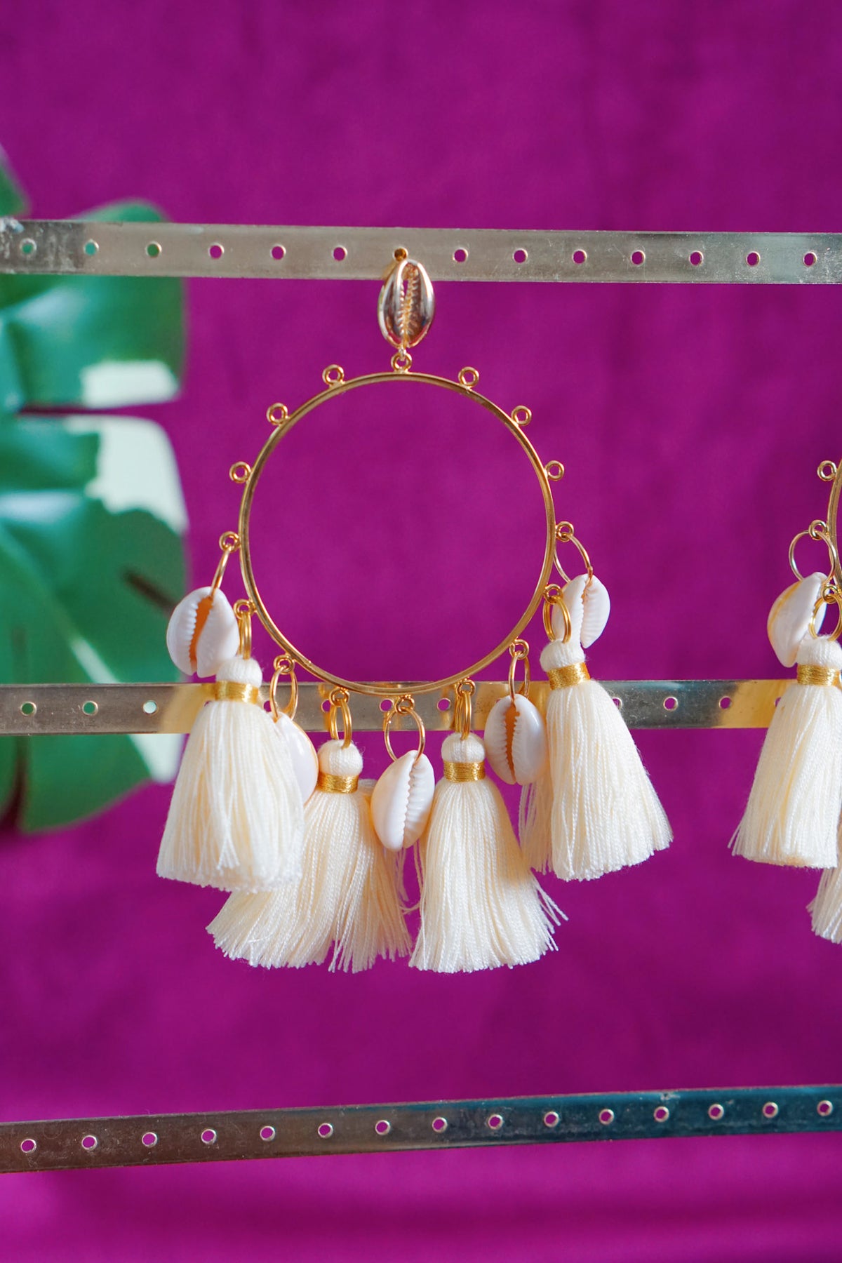 Joan drop hoop earrings in ecru by Lillian & Joan