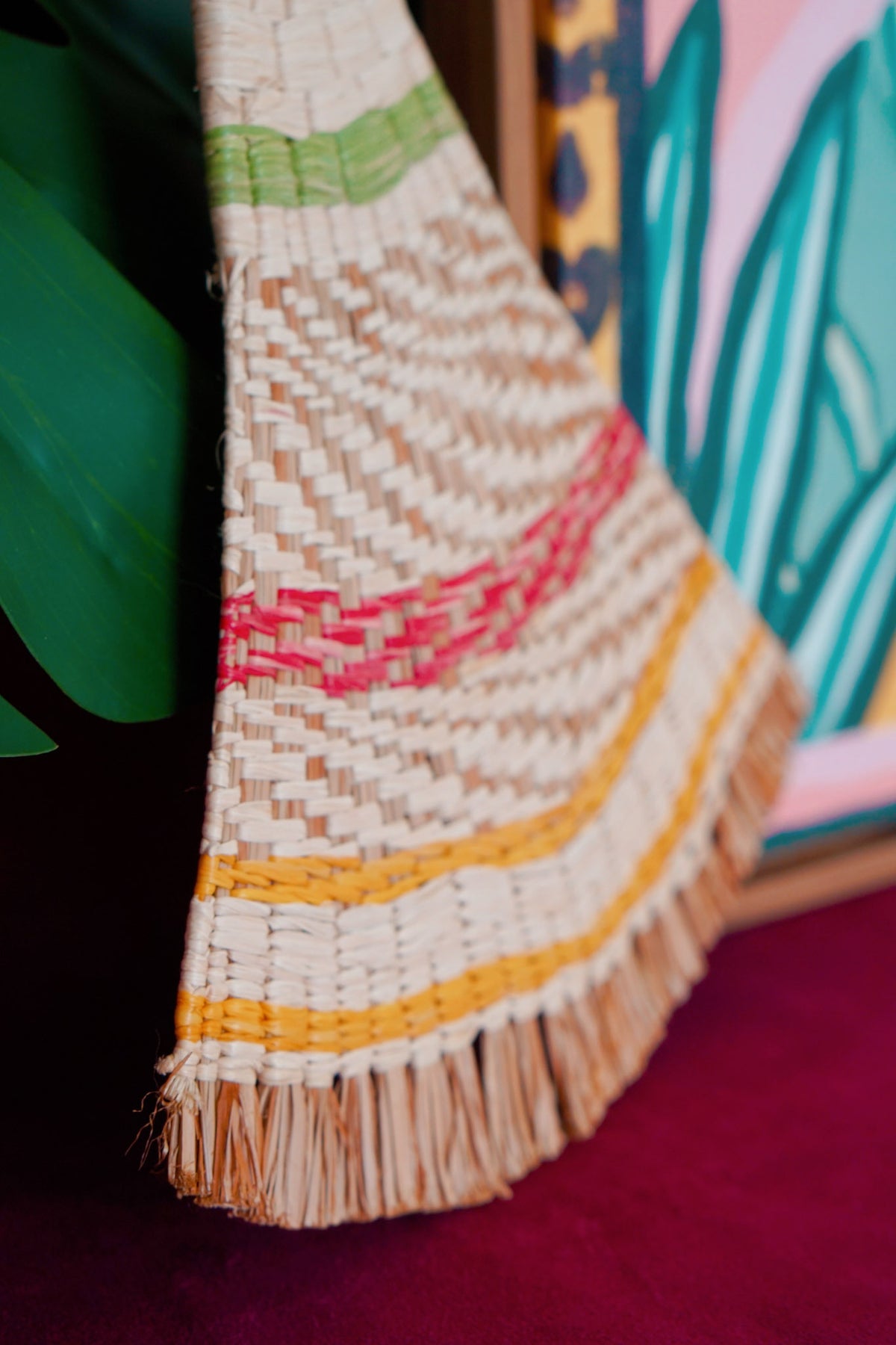 Guyana tibisiri hand fan and wall decor in multicolor and natural by Lillian & Joan