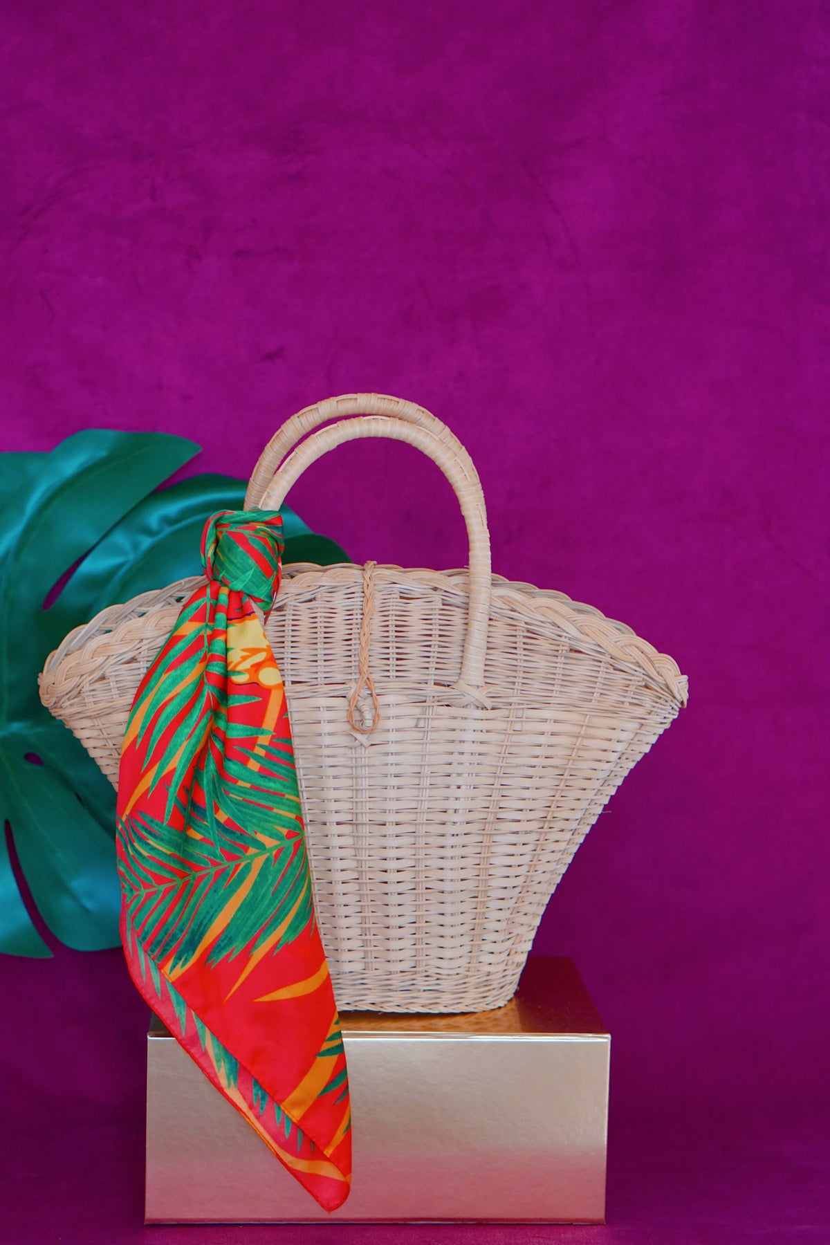 Guyana woven wicker basket in natural by Lillian & Joan