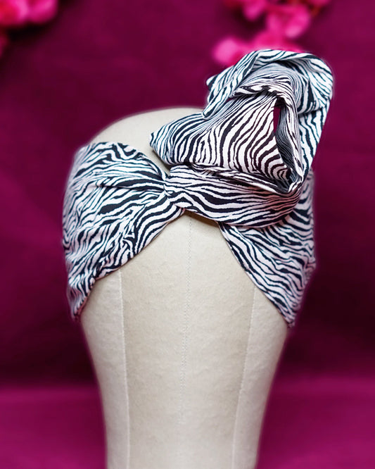 Zebra print wired turban headband by Lillian & Joan