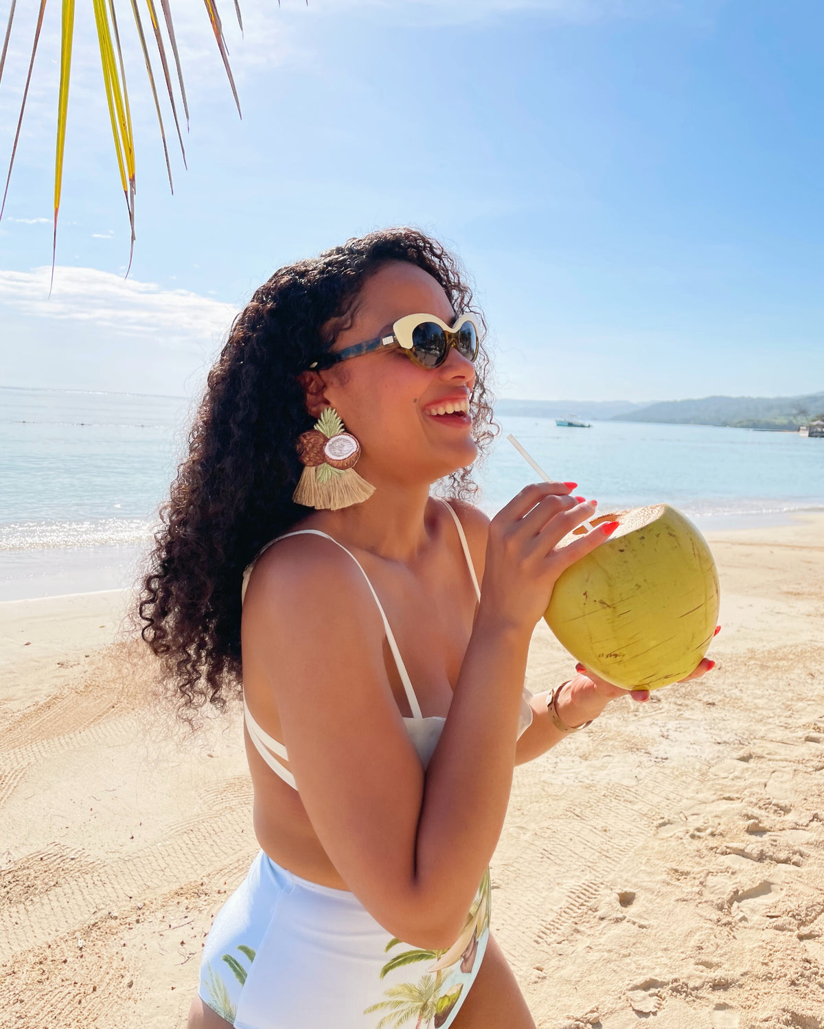 Coconut tassel fringe earrings by Lillian & Joan