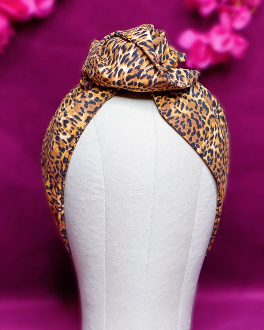 Leopard print wired turban headband by Lillian & Joan