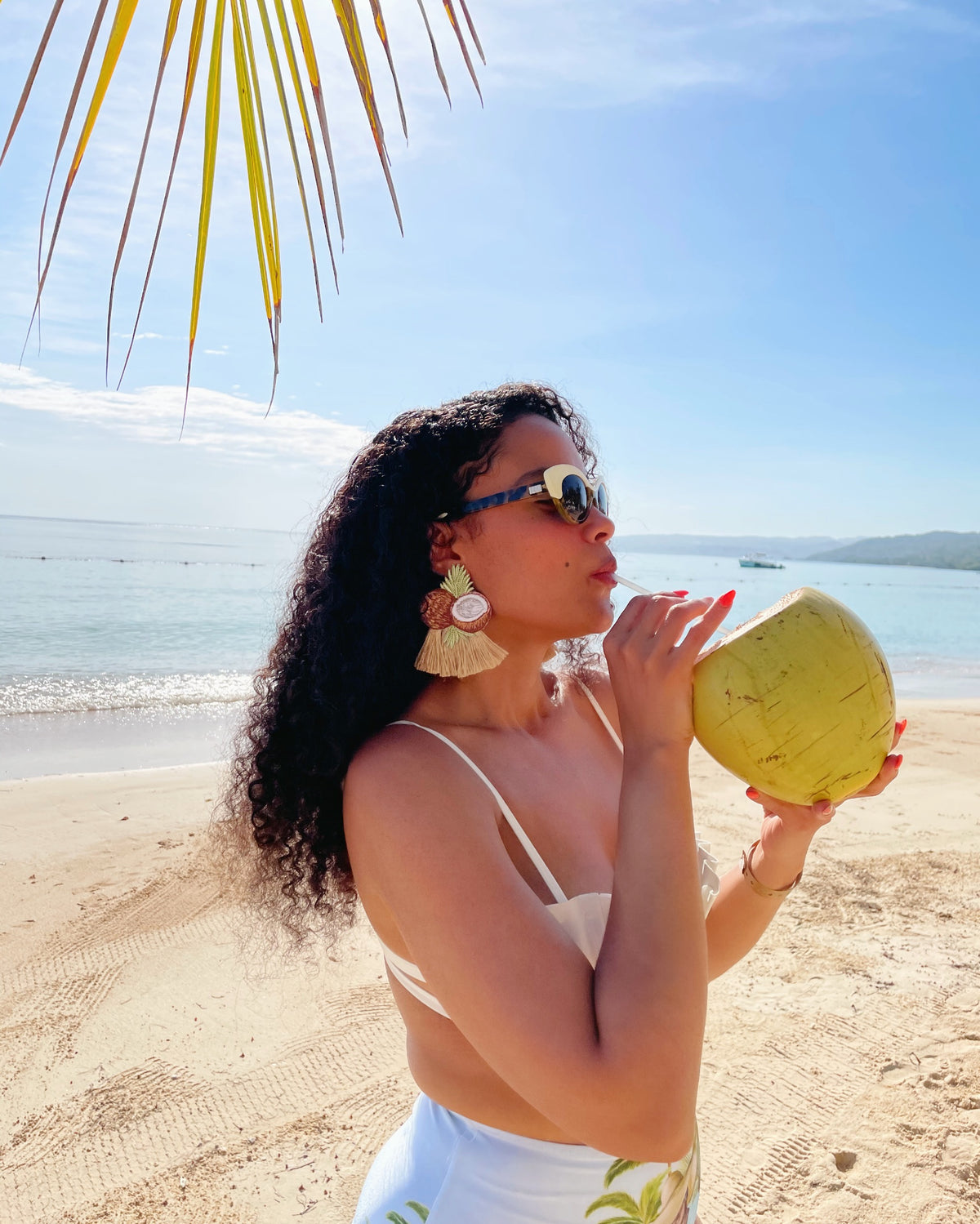 Coconut tassel fringe earrings by Lillian & Joan