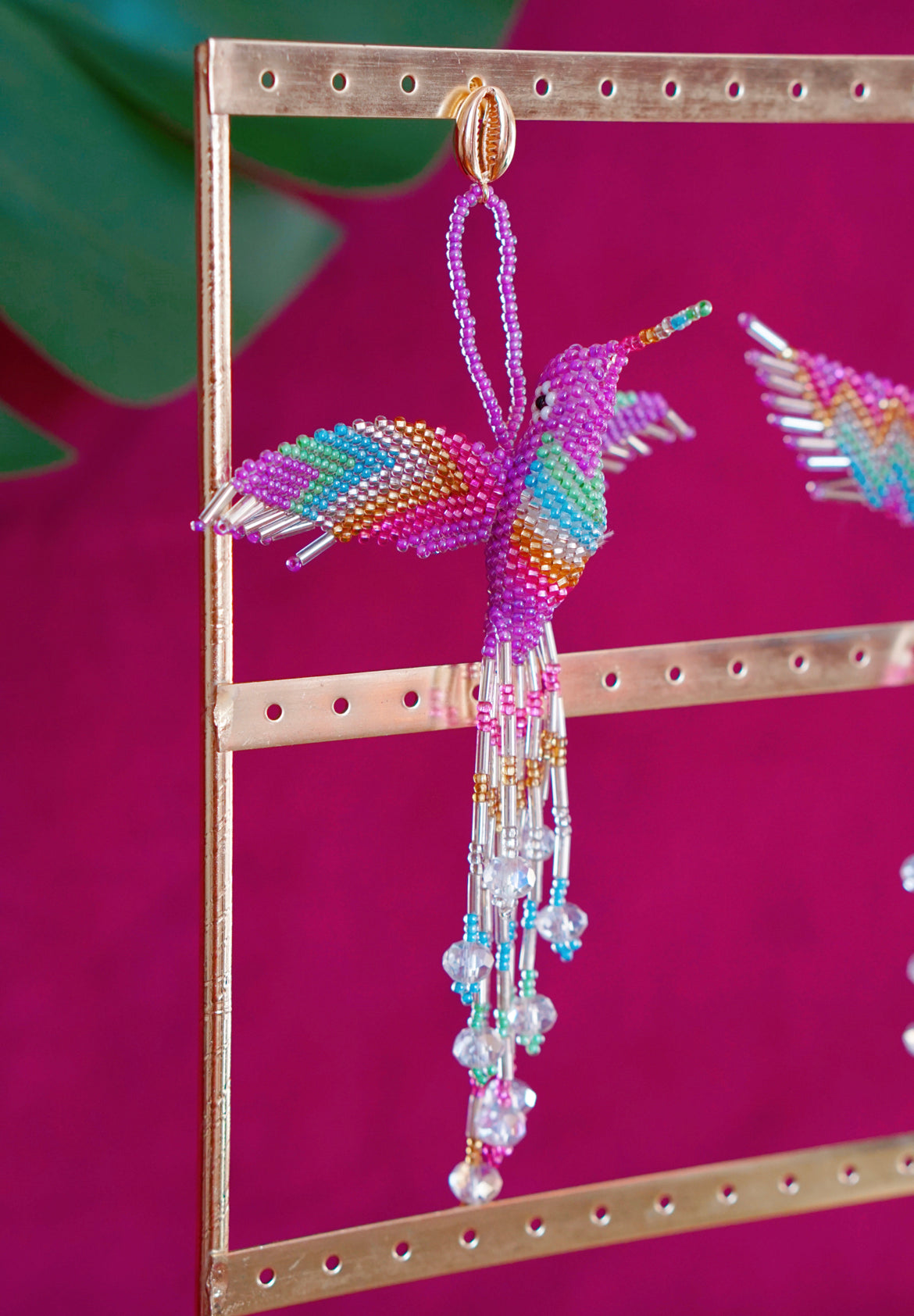 Hummingbird earrings in lilac and pastels by Lillian & Joan