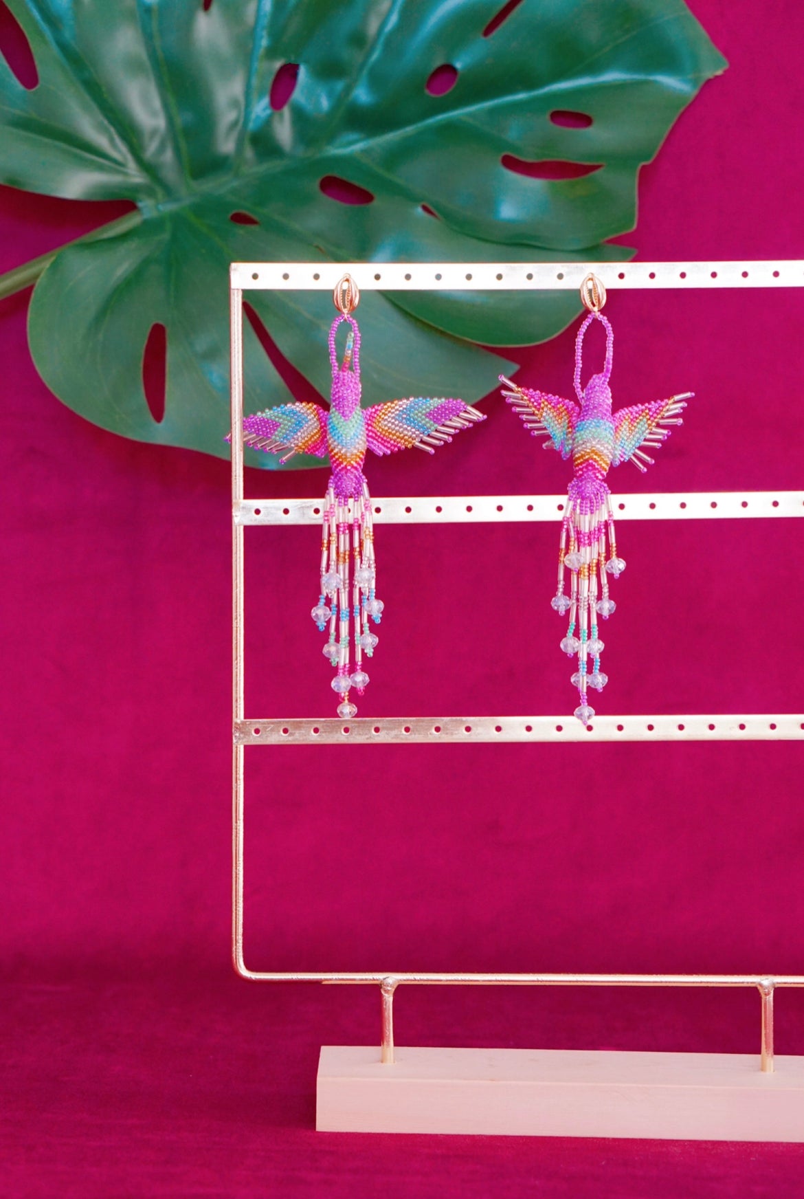 Hummingbird earrings in lilac and pastels by Lillian & Joan