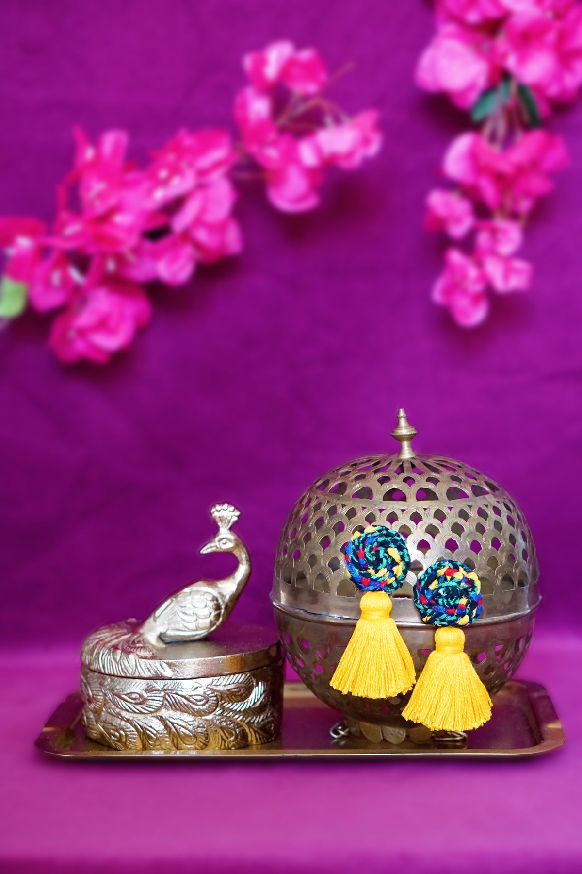 Lisa braided tassel earrings in multi and yellow by Lillian & Joan
