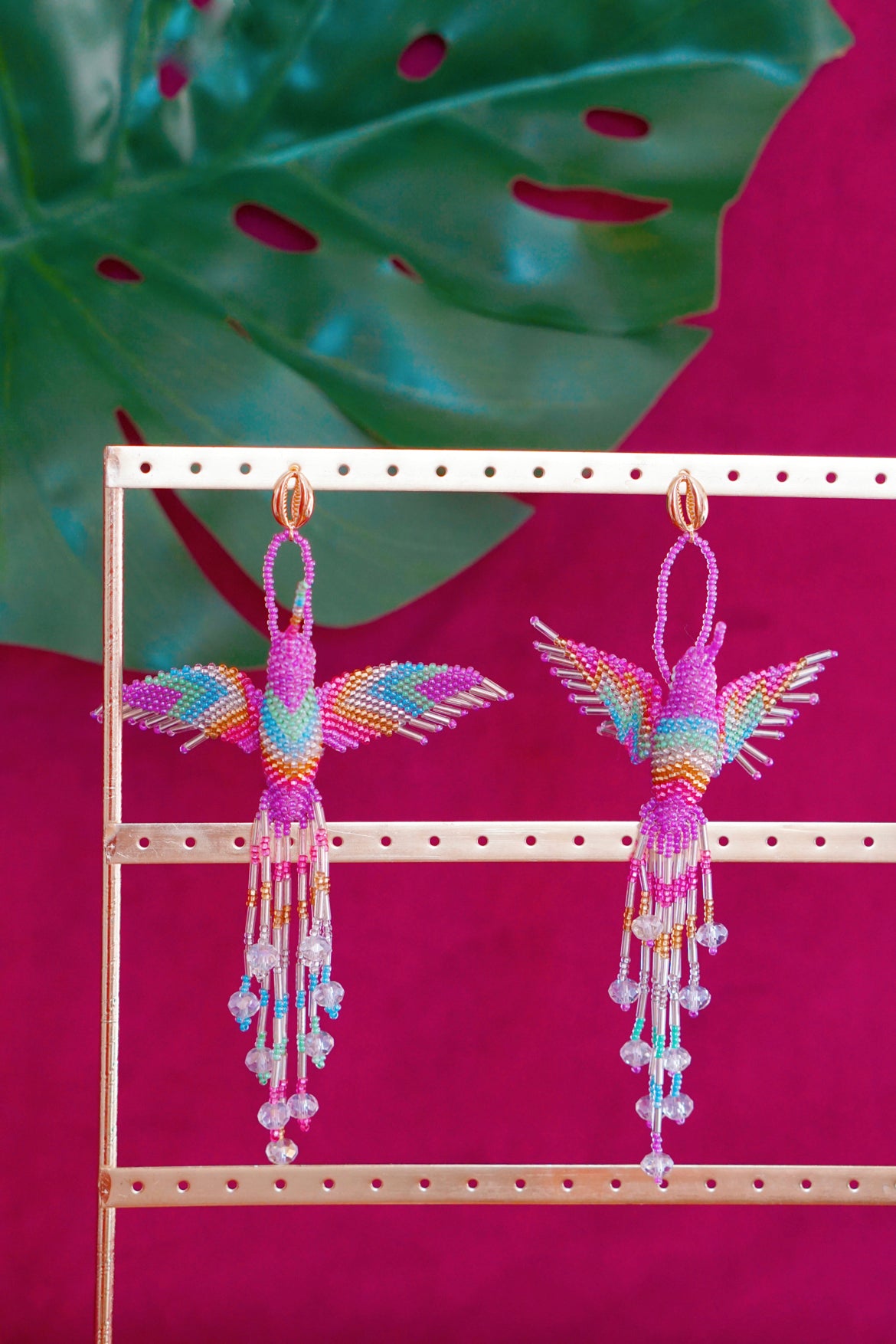 Hummingbird earrings in lilac and pastels by Lillian & Joan