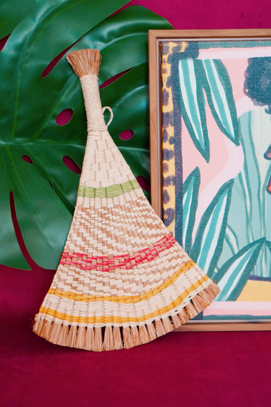 Guyana tibisiri hand fan and wall decor in multicolor and natural by Lillian & Joan
