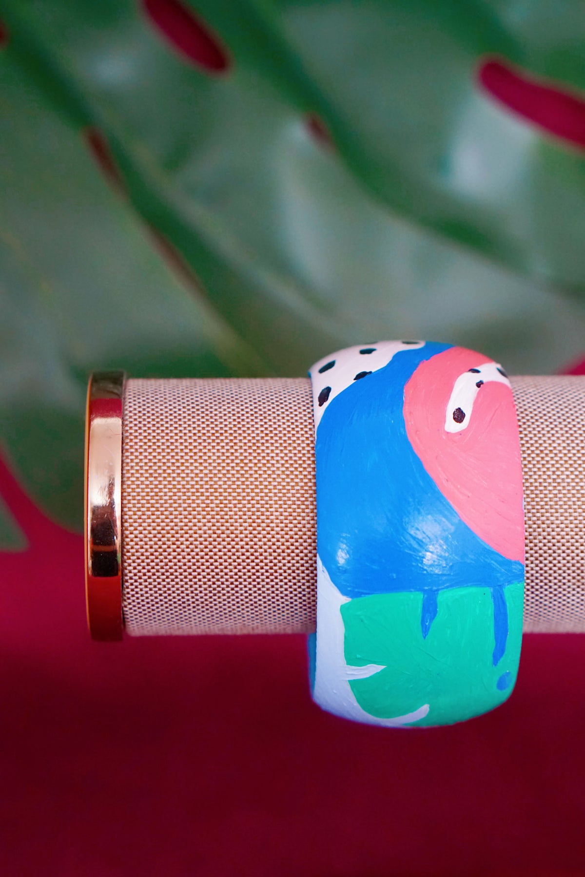 Tropical art bangle with flamingo design by Lillian & Joan
